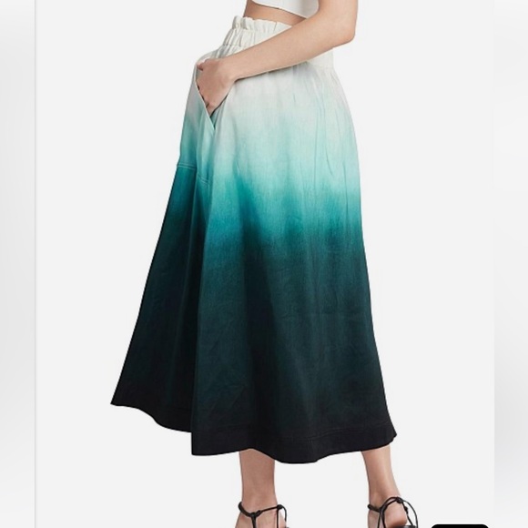 Aje Cosmos Midi Skirt Handpainted Teal Ombre - Picture 4 of 8